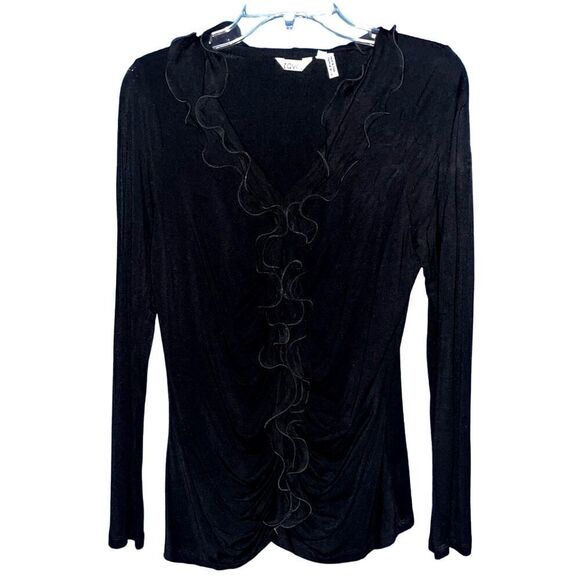 Ravel black ruffle long sleeve blouse NWT small - Picture 1 of 4